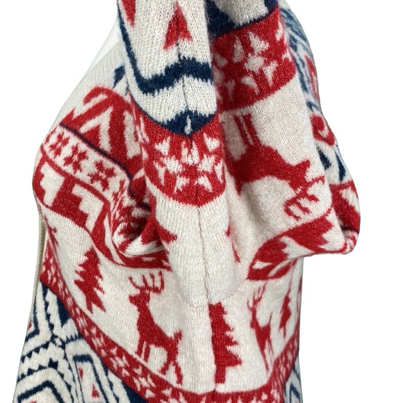 Christmas Beige and Red Fuzzy Fair Isle Knit Cardigan - Picture 13 of 15